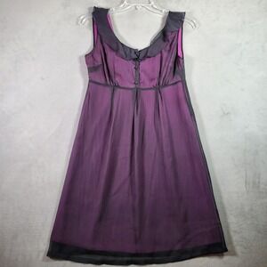 Kristin Davis Y2K Dress Womens 6 Purple Black Sheer Overlay Fairy Whimsigoth